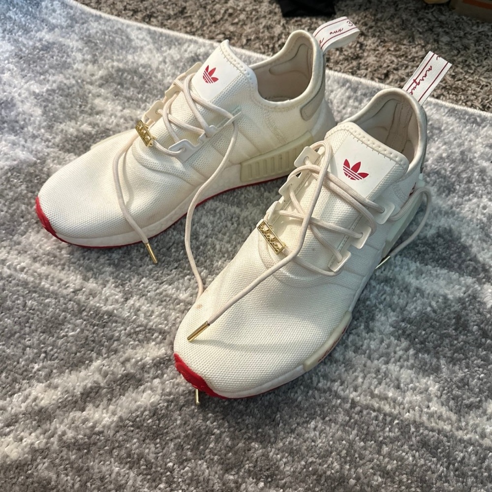 Adidas Cream and Red Sneakers